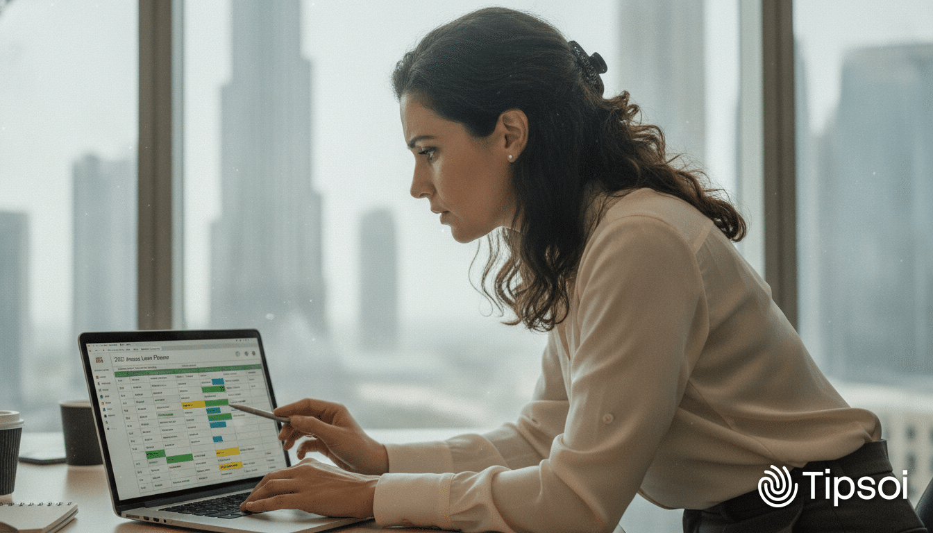 HR professional planning the 2027 work calendar and holidays in a UAE office | Tipsoi