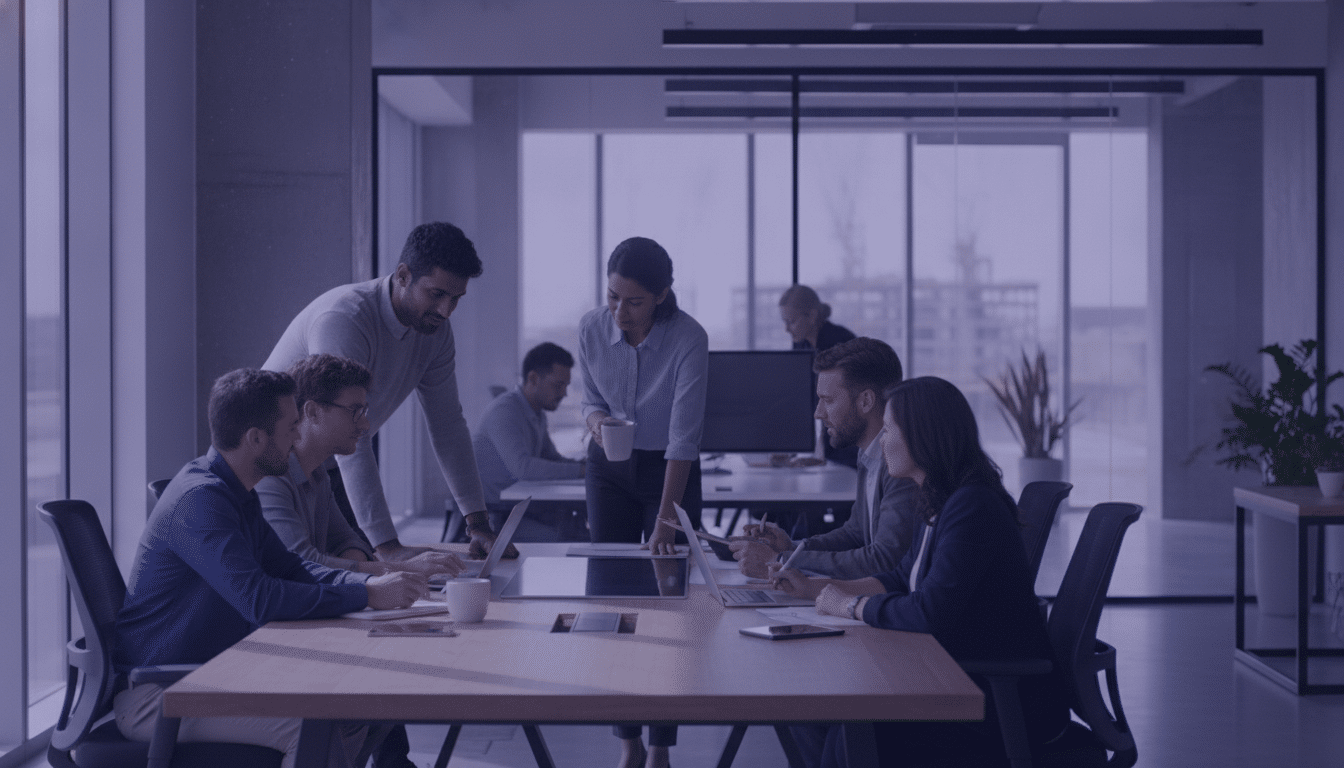 Startup team working together in a Singapore co-working space