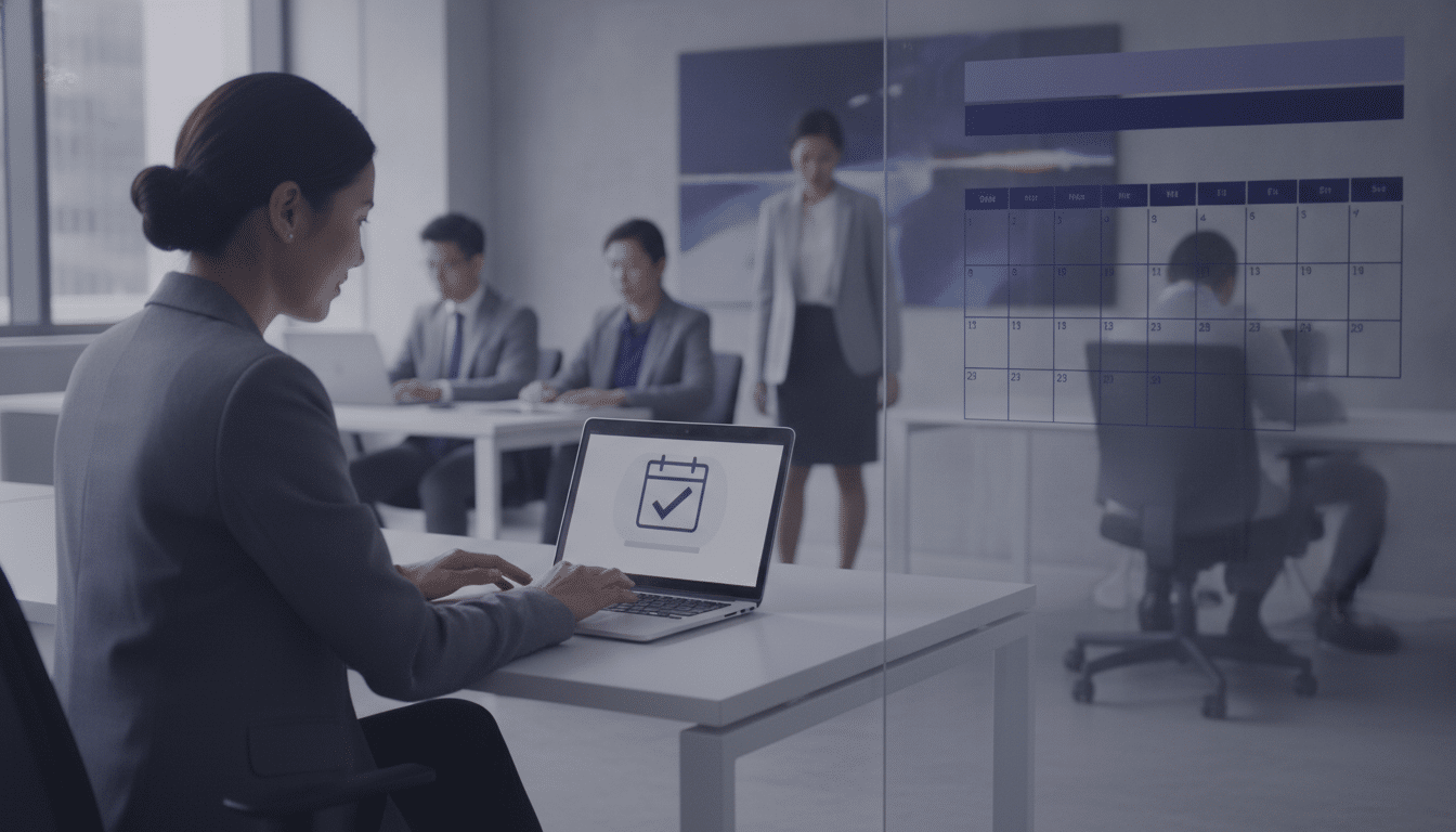 HR manager approving a leave request in a Singapore office