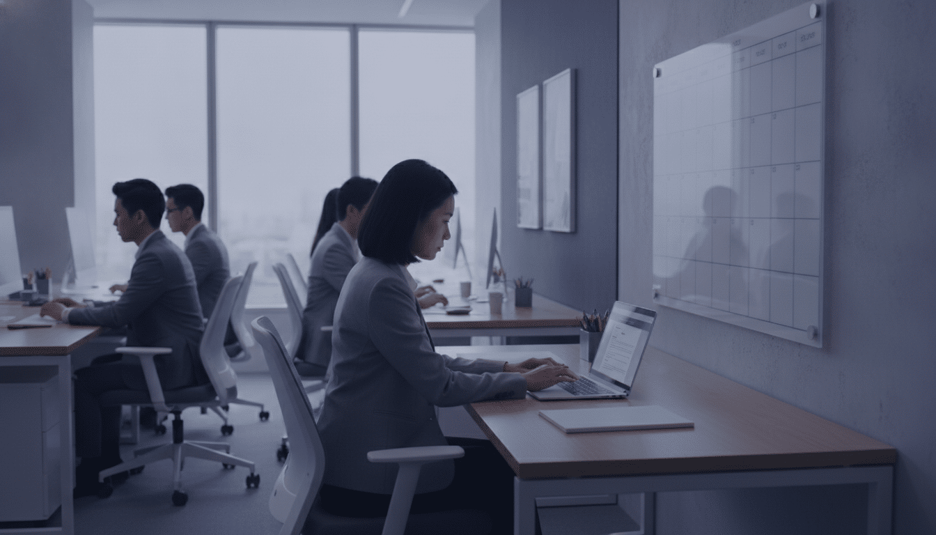 HR manager approving a leave request in a Singapore office