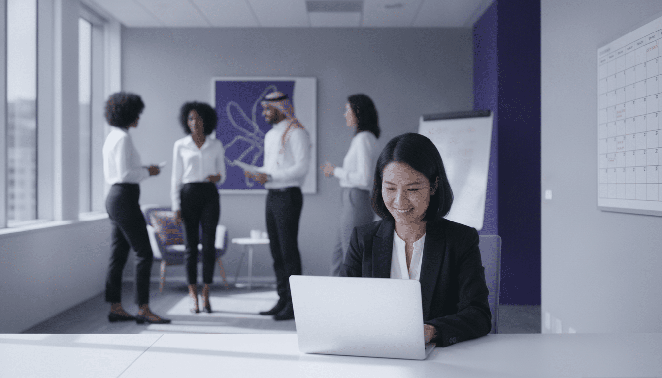 HR manager approving a leave request in a Singapore office