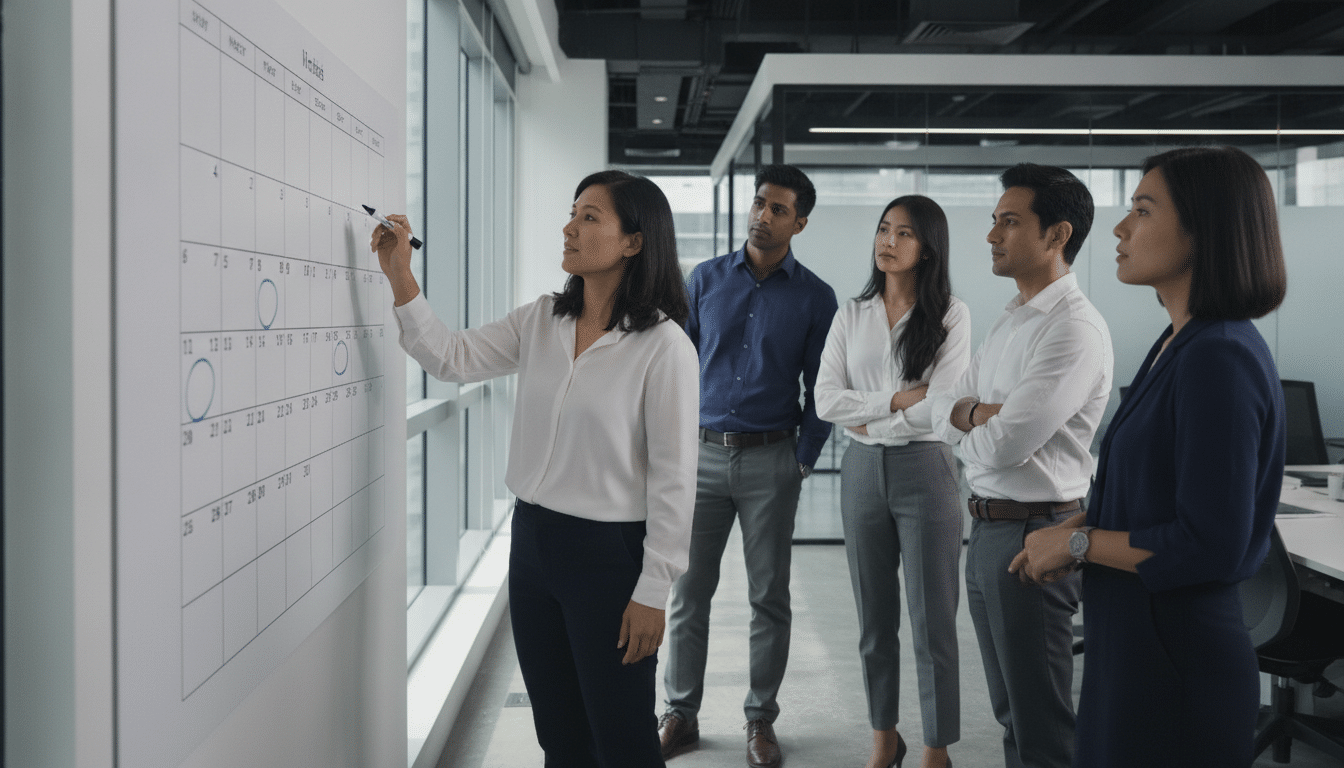 HR manager planning holiday coverage in a Singapore office